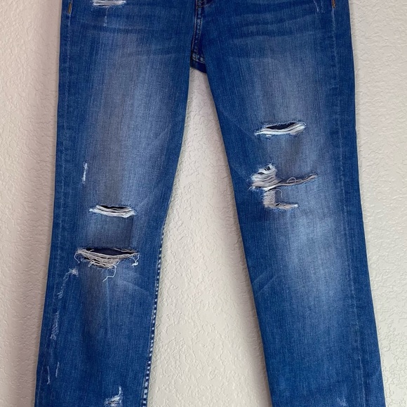 FLYING MONKEY Platinum Distressed Raw Chewed Hem Straight Leg Size 25 - Picture 4 of 16